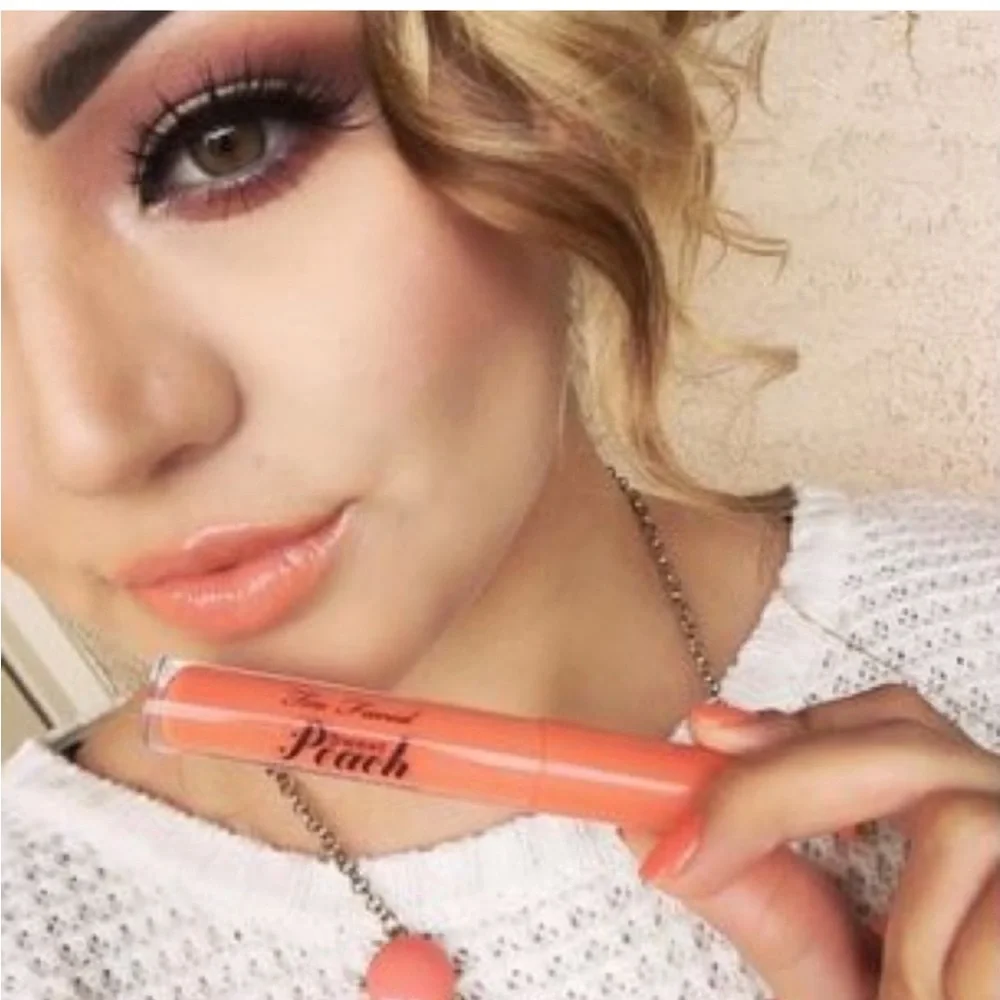 NEW Too Faced Sweet Peach Creamy Peach Oil Lip Gloss Pure Peach Mini Set Of 2